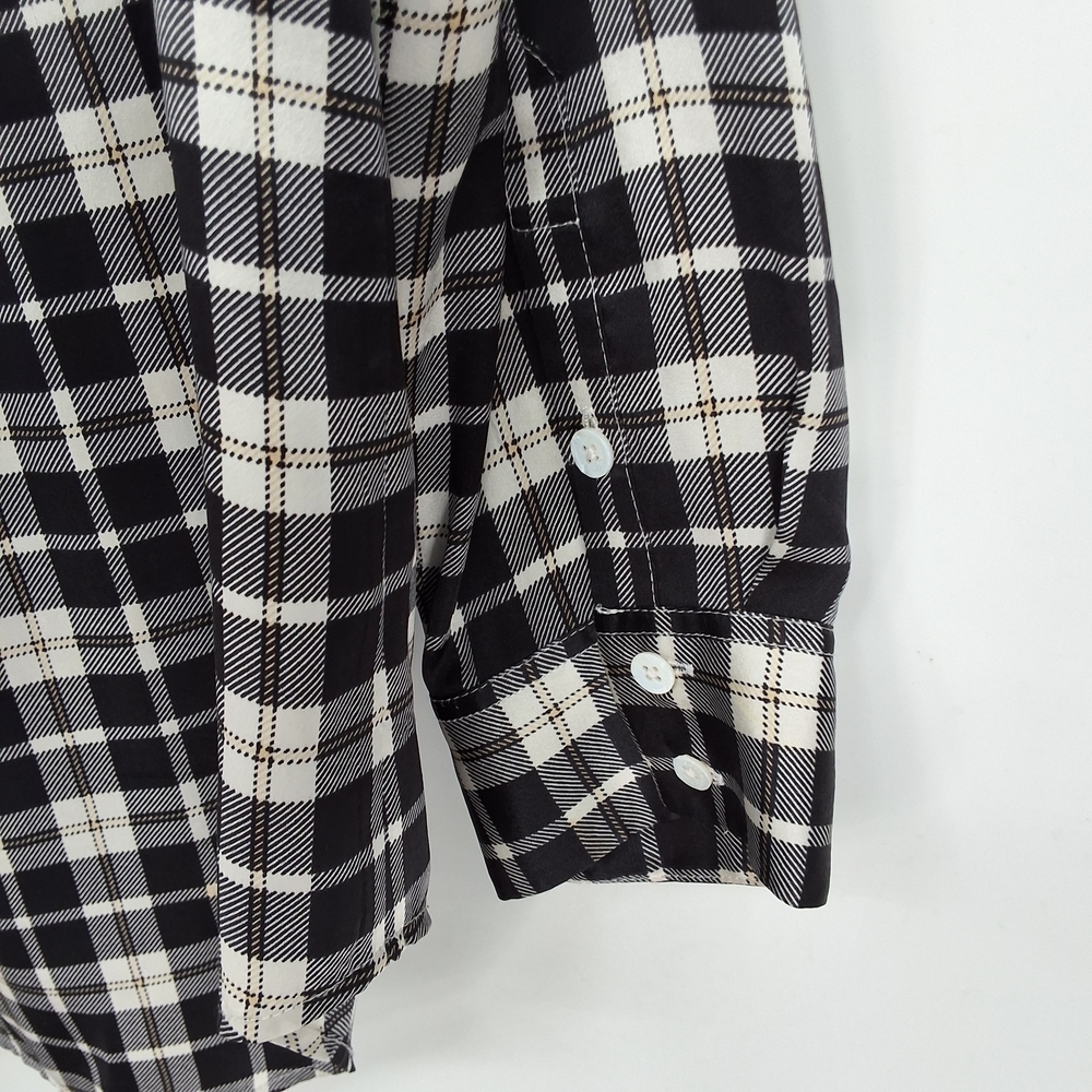 Equipment Large Silk Black and White Checkered Shirt - Picture 6 of 6